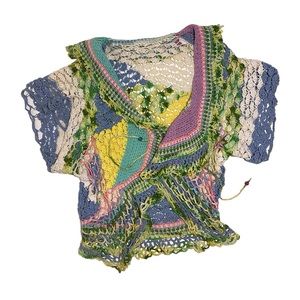 Vintage crochet short sleeve shrug cardigan